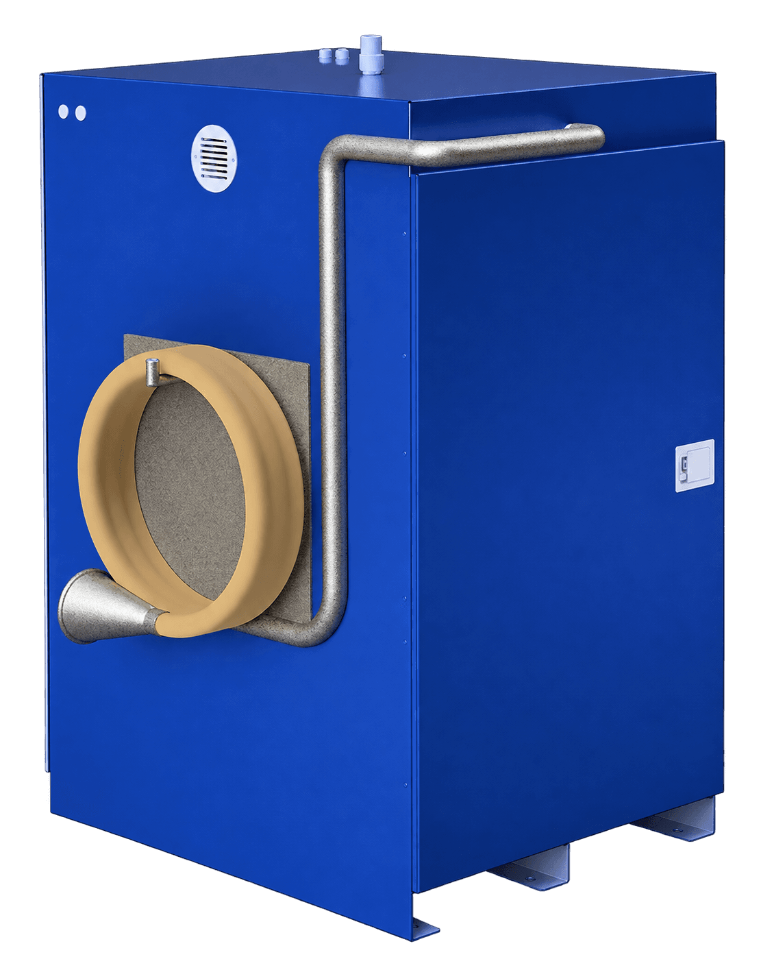 Closed exterior CAD rendering of the blue Carver Fire ELSA enclosure, shared 27 February 2026.