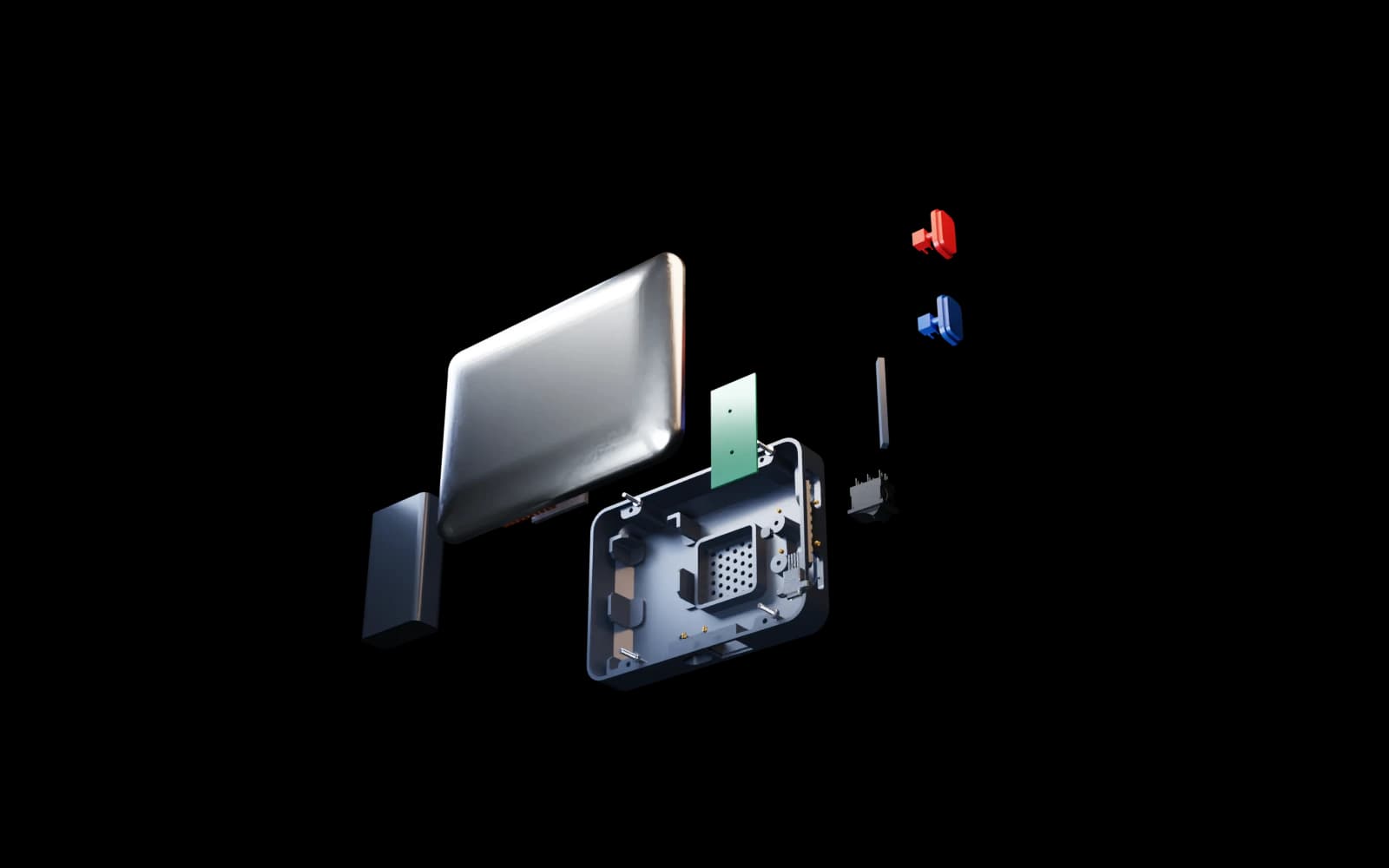 Material-enhanced rendering of the original Kelvin Hot+Cold assembly and its components