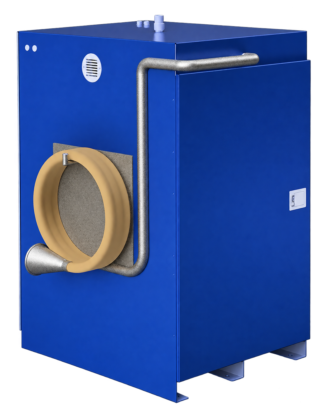 Closed exterior CAD rendering of the blue Carver Fire ELSA enclosure, shared 27 February 2026.